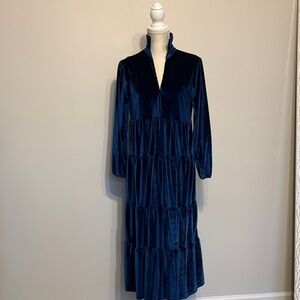 Elegant Blue Velvet Dress